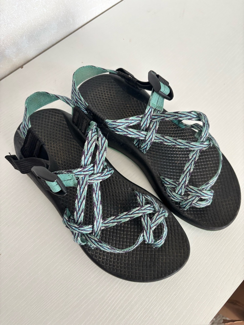 Chaco | Women's Outdoor Rope-Strap Sandals in Mint/Black | Size 7